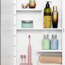 Fundin White Medicine Cabinet Recessed or Surface Mount, Bathroom Medicine Cabinet with 16 x 26 Beveled Mirror and Adjustable Staggered Shelves