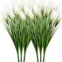 Vlorart 33" Artificial Plants 6 Pack Onion Tall Grass Greenery, Faux Fake Grass Shrubs Plant Flowers Wheat Grass for House Home Indoor Outdoor Office Room Gardening Indoor Dcor-White