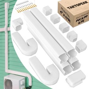 4'' 17 Ft Mini-split Line Set Covers, Line Hide Cover Kit for Mini Split Air Conditioners and Central AC (White)
