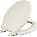 Mayfair Cassel Slow Close Toilet Seat, Easy Clean, Non Slip Premium Wood Seat, Easy Install, Made in USA, Round, Biscuit