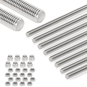 8 Pcs 304 Stainless Steel M12 Fully Threaded Rod,10"(255mm) Long Threaded Rod,Right Hand Threadswith Nuts (8, M12x255mm)