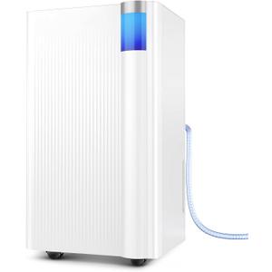 2500 Sq.Ft Dehumidifier for Basement with Drain Hose, 34 Pints Dehumidifiers for Home Large Room Bathroom Bedroom,3 Modes, Adjustable Humidity Control, Timer, Auto Defrost, Sleep Mode (White)