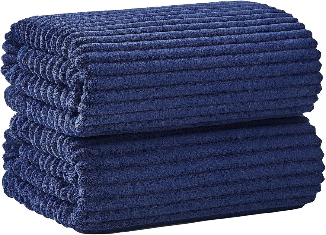 Oversized Bath Sheets 40x80 Inches Extra Large Bath Towels for Adults Super Soft Quick Dry Highly Absobent Microfiber Shower Towels for Bathroom, Pool, Gym, Yoga Towel (Navy Blue, 2Piece)
