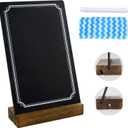 Small Chalkboard Sign with Stand, 8x5'' Table Top Double-Sided Mini Board With Wooden Base for Food Messages, Restaurant, Bar, Party, Store Decoration (1 Pack)