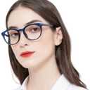MARE AZZURO Large Round Bifocal Reading Glasses Women Blue Light Blocking Readers, 1.0 x