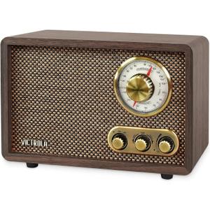 Victrola Willow  Retro Wood Bluetooth Radio with Built-in Speakers: Elegant & Vintage Design, Rotary AM/FM Tuning Dial, Bass & Treble Control, Wireless Streaming (Espresso)