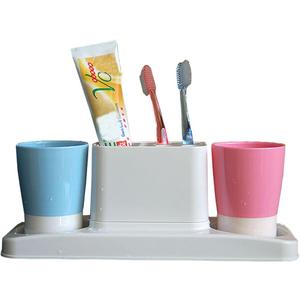 Eslite Bathroom Toothbrush Toothpaste Stand Organizer Plastic Storage Rack Set