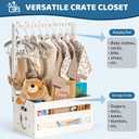 GiftAmaz White Wooden Baby Shower Crate Closet, Baby Storage Crate with Handle, Basket for Baby Shower Gifts, Welcome Gift Basket for Newborn Boys Girls, Pregnancy Gifts for New Parents, White