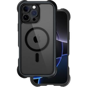 MAGEASY for iPhone 16 Pro Max Bumper Case 6.9" - 20ft Ultimate Drop Protection Compatible with MagSafe, Protective Case with Shockproof Bumper, Durable Aluminum Frame | Odyssey M (Metal Black)