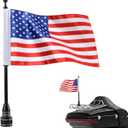 Motorcycle Flag 6 x 10 Flag Red American Flag for Harley Davidson Yamaha Honda Goldwing CB VTX CBR Black Stainless Steel Flagpole fit 1/2 Motorcycle Luggage Rack