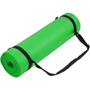 Fitvids Yoga Mat, 1/2-Inch Extra Thick High Density Exercise Mat, Anti-Tear Exercise Yoga Mat with Carrying Strap, Suitable for Various Yoga Exercises (Bright Green)
