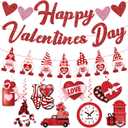 Biswiter Valentines Day Decorations, NO-DIY Party Decorations Includes Glitter Happy Banner, Supplies Hanging Swirls, for Office