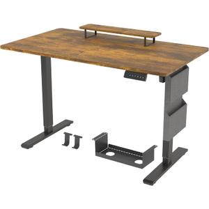 Whole Piece 1-Inch Thick Standing Desk with Side Storage Bag, Cable Management Tray, Monitor Stand Riser, Electric Adjustable Height Rising Table, Ergonomic Office Computer Desks 47.2x23.6 Inch