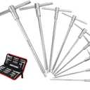 MAXPOWER Sliding T-Handle Allen Wrench Set, 9-Piece SAE Hex Keys, Long Arm Hex End Allen Wrenches for Basic Home Repair and Mechanical Maintenance, Hex Keys with Portable Case