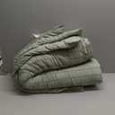 WARMDERN Duvet Cover Set Queen Size, 3pcs Washed Microfiber Green Bedding Set, Soft Breathable Striped Textured Seersucker Duvet Cover with Zipper Closure & Corner Ties(Green, Queen)