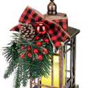 Christmas Decoration Christmas Lanterns with Led Light, Vintage Flickering Flameless Candle Lantern, Decorative Hanging Lantern for Indoor Outdoor Patios Front Porch Table Decor