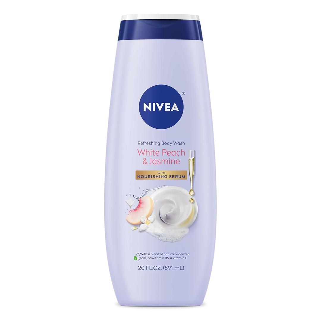 NIVEA Refreshing White Peach and Jasmine Body Wash with Nourishing Serum, Scented Body Wash for Women, Mother's Day Gifts, 20 Fl Oz Bottle