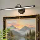 Hardwired Picture Light for Wall, 24 Inch Modern Black Dimmable Frame Light with Adjustable Swing Arm, 3CCT LED Art Display Light for Paintings,120 Volts Gallery Wall Light, Hallway Vanity Light, 8W