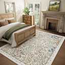 Machine Washable Rugs for Living Room: 8x10 Area Rugs for Bedroom Floral Non Slip Low Pile Soft Stain Resistant Carpet for Kitchen Dining Room Farmhouse Kids Room Nursery Indoor