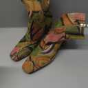 vivianly Womens Square Toe Ankle Booties Chunky Heel Boots Side Zipper Patent Leather Mid-Calf Boots (6, Irregular Green)