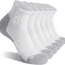 FITRELL 6 Pack Men's Athletic Ankle Socks Cushioned Sports Running Socks, Shoe Size 9-12, White/Grey
