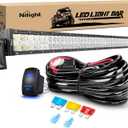 Nilight 42Inch 240W Spot Flood Combo Led Light Bar Off Road Driving Lights Boat Lights Fog Light 12V On/ Off 5 Pin Rocker Switch Power 14AWG Wiring Harness Kit-1 Lead for Trucks