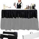 Vercraft Portable Bar Top Riser Tables Folding Bar Riser Mobile Table Foldable Portable Risers with Skirt for Events Wedding Banquet Home Party Picnics (Table Not Included)(Black Skirt,6 ft,White)
