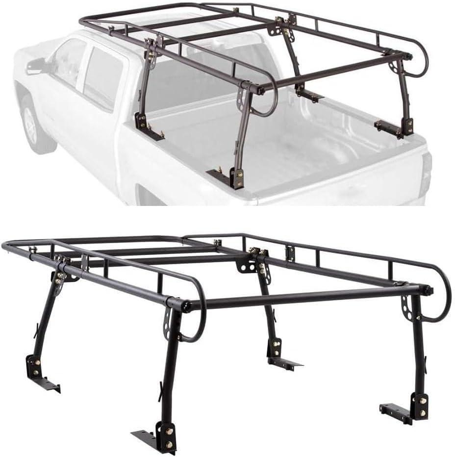 Garvee Universal Adjustable Truck Bed Rack, 1000LBS Heavy-Duty Steel Truck Ladder Rack,Full-Size Truck Rack NO Drilling