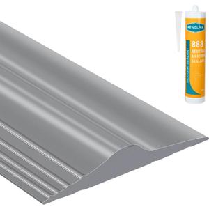 ToLanbbt 10Ft/3M Universal Garage Door Rubber Threshold Strip with 300ml Black Adhesive/Sealant, Weatherproof Seal Strip DIY Weather Stripping Replacement (Grey)