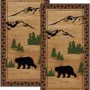 2 Pcs Bear Hand Towel Set Cabin Forest Bear Absorbent Bathroom Towel Rustic Wildlife Dishcloths for Kitchen Decoration Black Brown Bath Towels Decorative Kitchen Guest for Spa Hotel 28x14inch