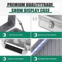 36"x24" LED Trade Show Display Case Portable Aluminum Sports Card Table Top Display Case Frame Clear Acrylic Showcase Cabinet Box with Lock for Trading Cards Jewelry Collectibles(Silver)
