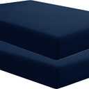 Sfoothome 2 Pack Fitted Sheets Twin Size, Brushed Microfiber, Extra Soft and Comfortable - Wrinkle, Fade Resistant,Navy Sheets with Deep Pocket