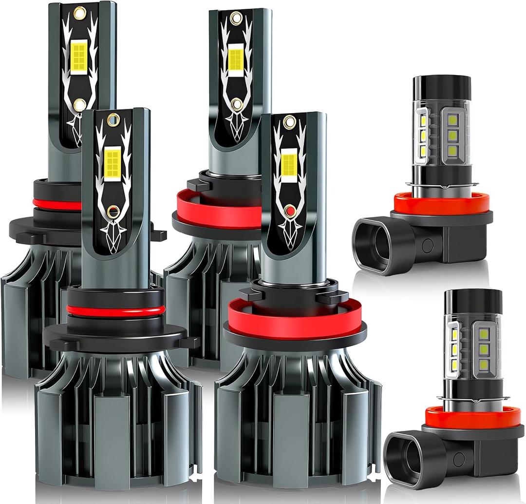 Fit For 2015 2016 2017 2018 2019 2020 2021 Honda CRV Light Bulbs,9005/HB3 Hi Beam + H11/H9/H8 Lo Beam + H11 Fog Lights 6500K White Light Combo Kit, Plug-N-Play, Powersports Bulbs, 6-Pack