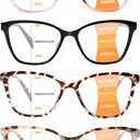 VisiWell 4 Pack Progressive Multifocus Reading Glasses for Women Men Blue Light Blocking Readers with Spring Hinge (4 Mix Color-4, 2.75, x)