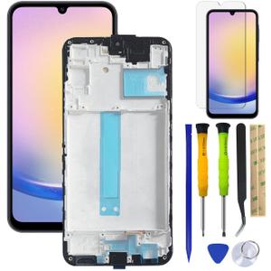 Galaxy A25 LCD Screen Replacement LCD Display Touch Digitizer Assembly for Samsung Galaxy A25 5G SM-A256B,SM-A256E,SM-A256U LCD Display with Frame(lncell Screen) +Tools