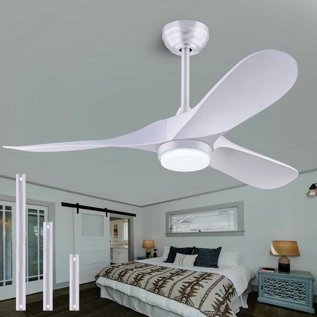 36" Ceiling Fans with Light and Remote Controll, Reversible DC Motor Indoor/Outdoor 3 Blade Modern Ceiling Fan for Kids Room, Bedroom and Living Room (White)