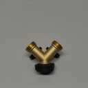 Sanpaint Garden Hose Splitter 2 Way Heavy Duty, Y Connector Brass Garden Hose Adapter, Hose Bib Splitter with 2 Extra Rubber Washers