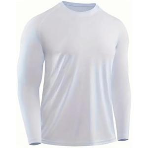 Man Long-Sleeved Swim Tshirts Rash Guard Lightweight Undershirt Gear Workout Performance Tee Shirts White XL