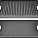 GGC Cast Iron Reversible Griddle, 2-in-1 Griddle Pan for Gas Stove Tops, Gas Grills and Camping, 20 x 10.5 Flat and Ribbed Griddle Plate for Indoor and Outdoor Cooking