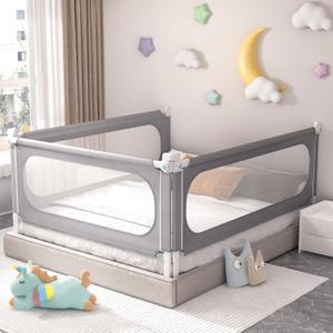 Yulongtengfei 3-Piece King Size Bed Rail for Toddlers - Adjustable Height Guard with Sturdy Installation, Kids Safety Bed Rail for King Size Bed