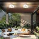 Small Outdoor Flush Mount LED Ceiling Light Exterior Porch Light Ceiling Mounted for Patio Balcony Terrace, 3000K Warm, 125w Equivalent, White, 6.3x6.3x4.3