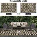 Smiry Waterproof Outdoor Rug 9x12 ft, Reversible Plastic Straw Patio Camping Rugs, Outdoor Indoor RV Mat Carpet for Patio, Outside Entry, Backyard, Deck, Bench, Picnic, Camper, Black & Beige