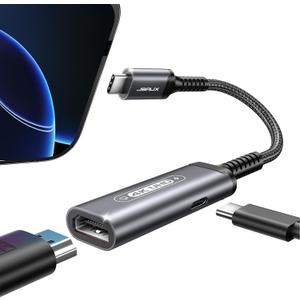 JSAUX USB C to HDMI with PD Charger Adapter, 2-in-1 Type C to HDMI 4K@30Hz/100W Charging Compatible for iPhone 16 Pro/16 Pro Max/16/16 Plus/15 Pro Max,Samsung S24/S23,MacBook,Dell,Steam Deck,ROG Ally (0.6ft)