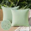 MIULEE Pack of 2 Decorative Outdoor Solid Waterproof Throw Pillow Covers Spring Faux Linen Garden Farmhouse Cushion Cases for Patio Tent Balcony Couch Sofa 18x18 Inch Sage Green