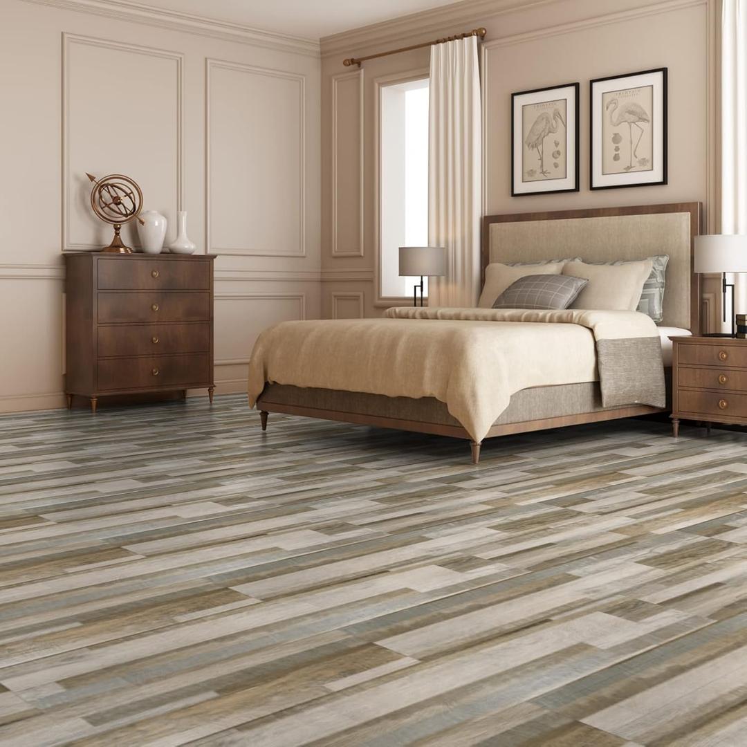 Art3d 36-Pack 54 Sq.ft Peel and Stick Floor Tiles Vinyl Plank Flooring Wood Look, Adhesive and Waterproof Tile Sticker for Bedroom, Living Room, Kitchen