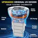 PRAXXIS Upgrade Chlorine Floater with Solar-powered Pump,Forced Flow Solar Chlorine Floater with Uniform Distribution,Moving Floating Chlorine Dispenser for Pool,Adjustable Pool Chlorine Floater(Blue)