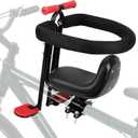 FRTUI Kids Bike Seat, Front Mounted Child Bike Seat, Fully Enclosed Guardrail, Height Adjustable, with Foot Pedals, Bike Seat for Kids for 2-5 Years, Compatible with All Adult MTB