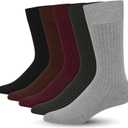 SERISIMPLE Men's Dress Socks - Bamboo Viscose Thin Ribbed Knit, Silky & Soft, Lightweight Business Crew Socks 5 Pairs (Large)