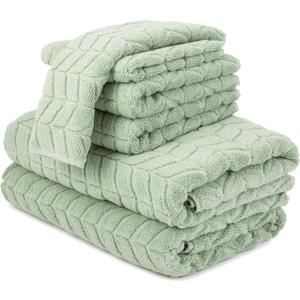 Ultra Soft & Stylish 700 GSM Luxury Bath Towels - 100% Zero-Twist, Long-Staple Cotton - Remarkably Absorbent & Quick Drying - 6 Piece Towel Set (Eucalyptus Green)