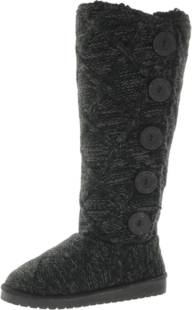 MUK LUKS womens MalenaBoots (9, Black Lattice)